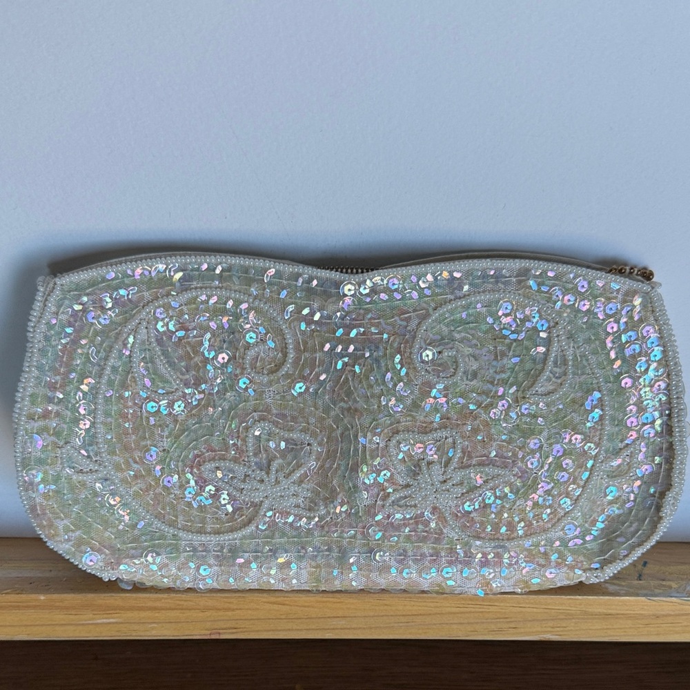 Sequin Embellished Clutch - Silver